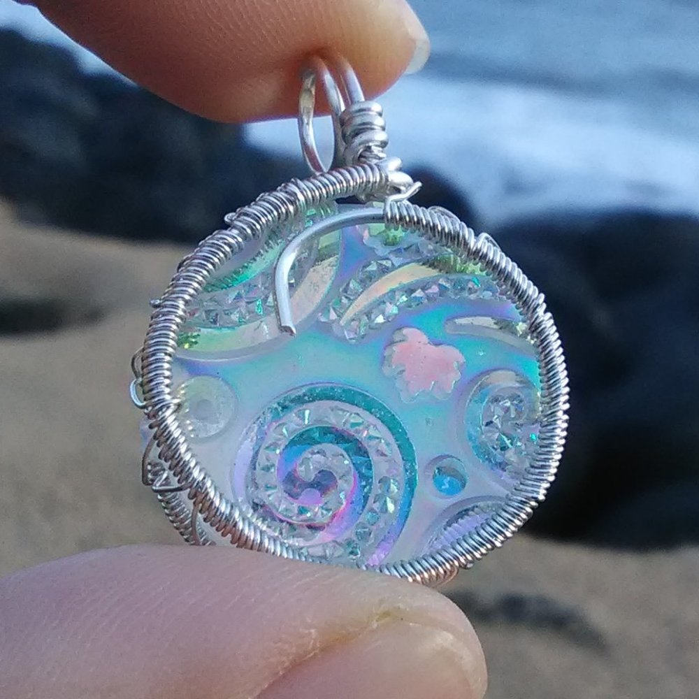 Fire and Ice Silver Wrapped Necklace
